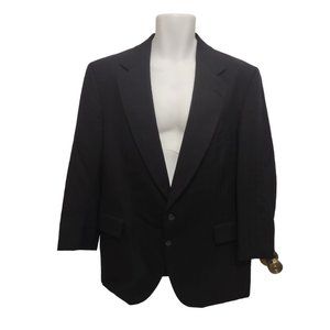 Vintage Embassy Square 100% Wool Pin Striped Black Suit Jacket Blazer 44R